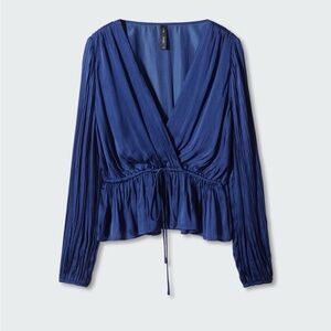 Mango Navy Wrap Blouse